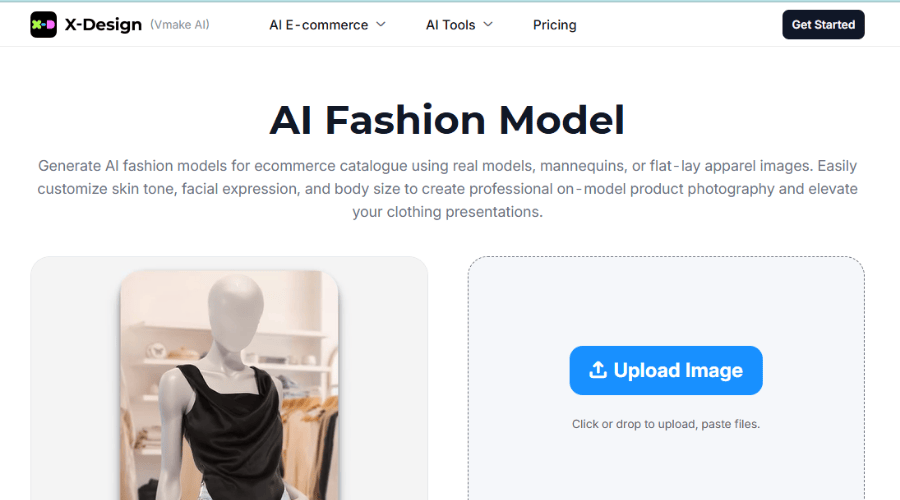 Vmake AI fashion model generator