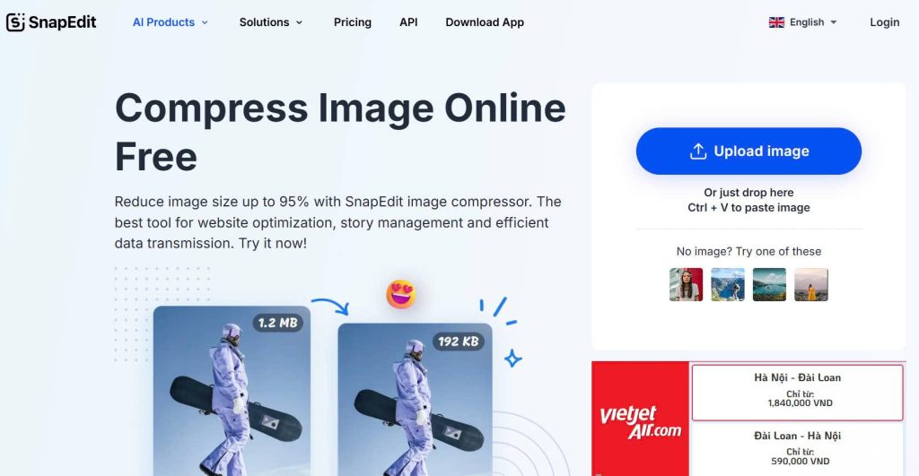compress images to improve website speed