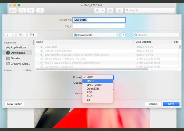Change image format on Mac