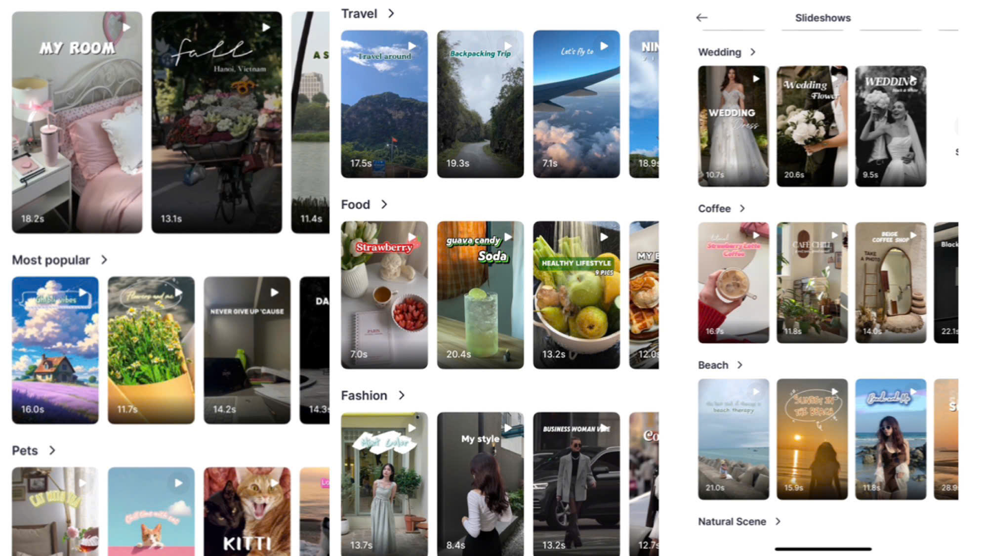 choose a template to create slideshow video
