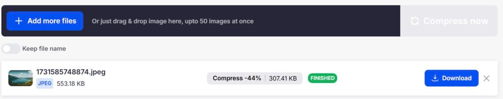 compress from 44% to 90% file size