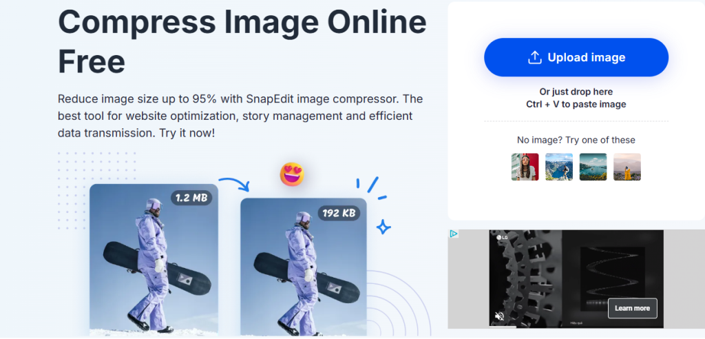SnapEdit will reduce file size in just a second