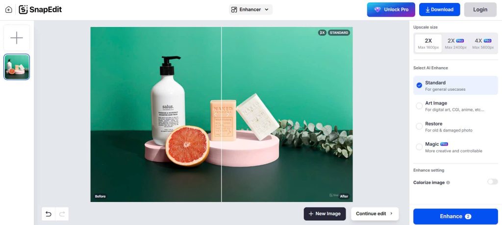 SnapEdit will automatically enhance your image resolution
