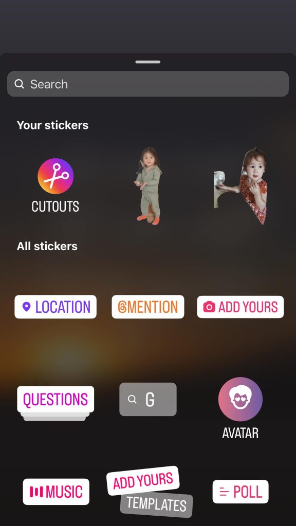 Use the Instagram cutout as sticker