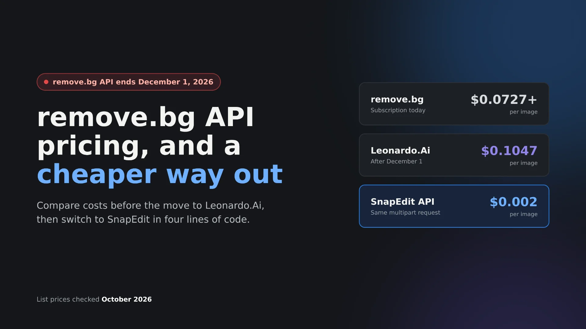 remove.bg API Pricing in 2026 and a Cheaper Alternative