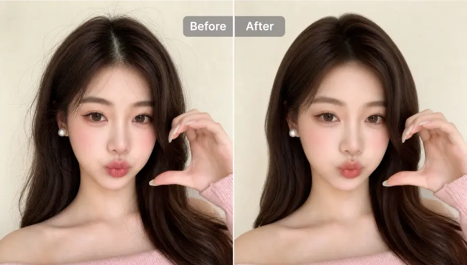 Fix stray hair and hair part with AI
