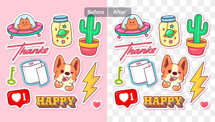 Remove background from icons and stickers