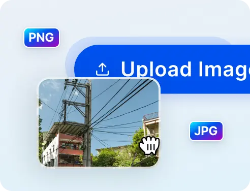 Upload photo with messy power lines